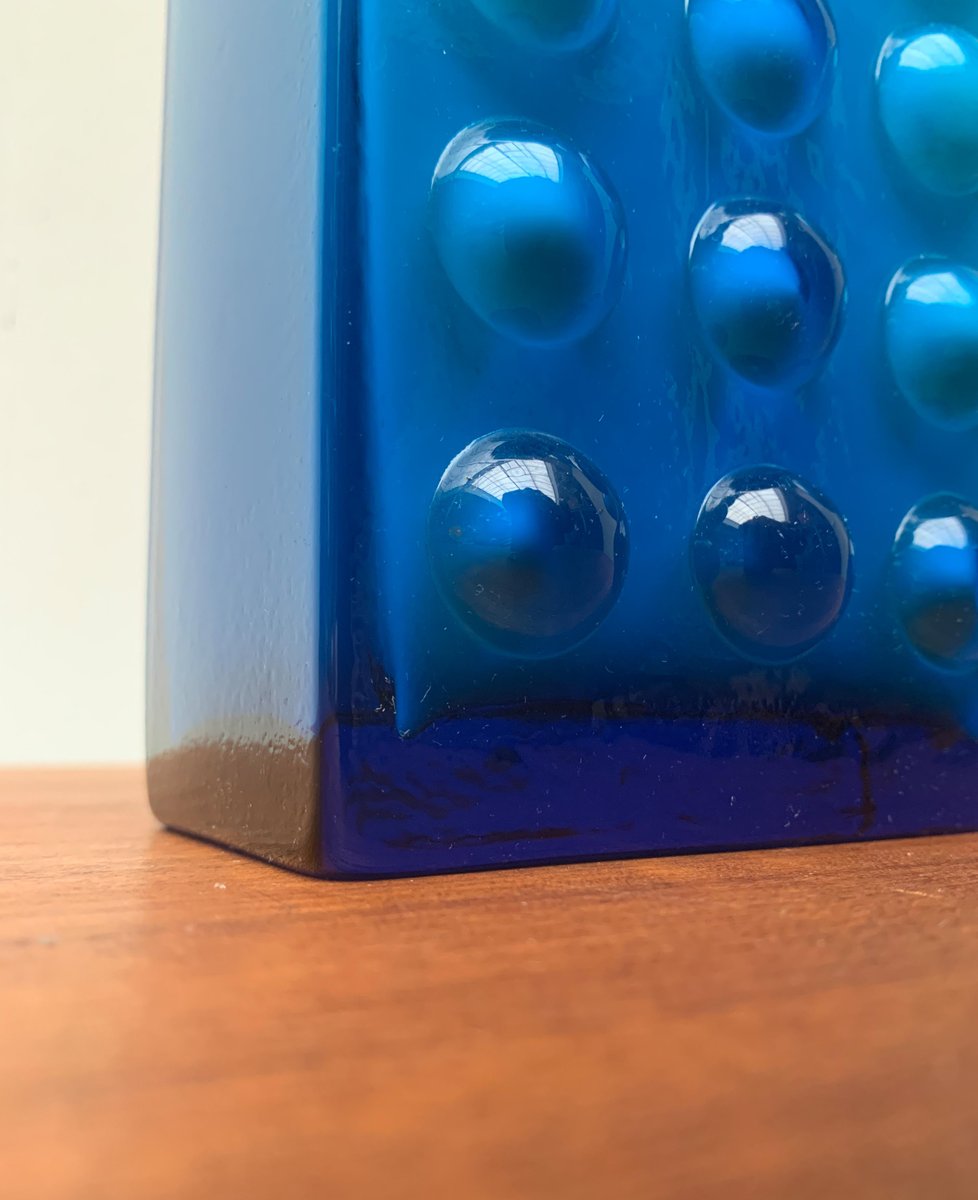 MidCentury German Glass Block Bubble Vase from Karl Friedrich Glass