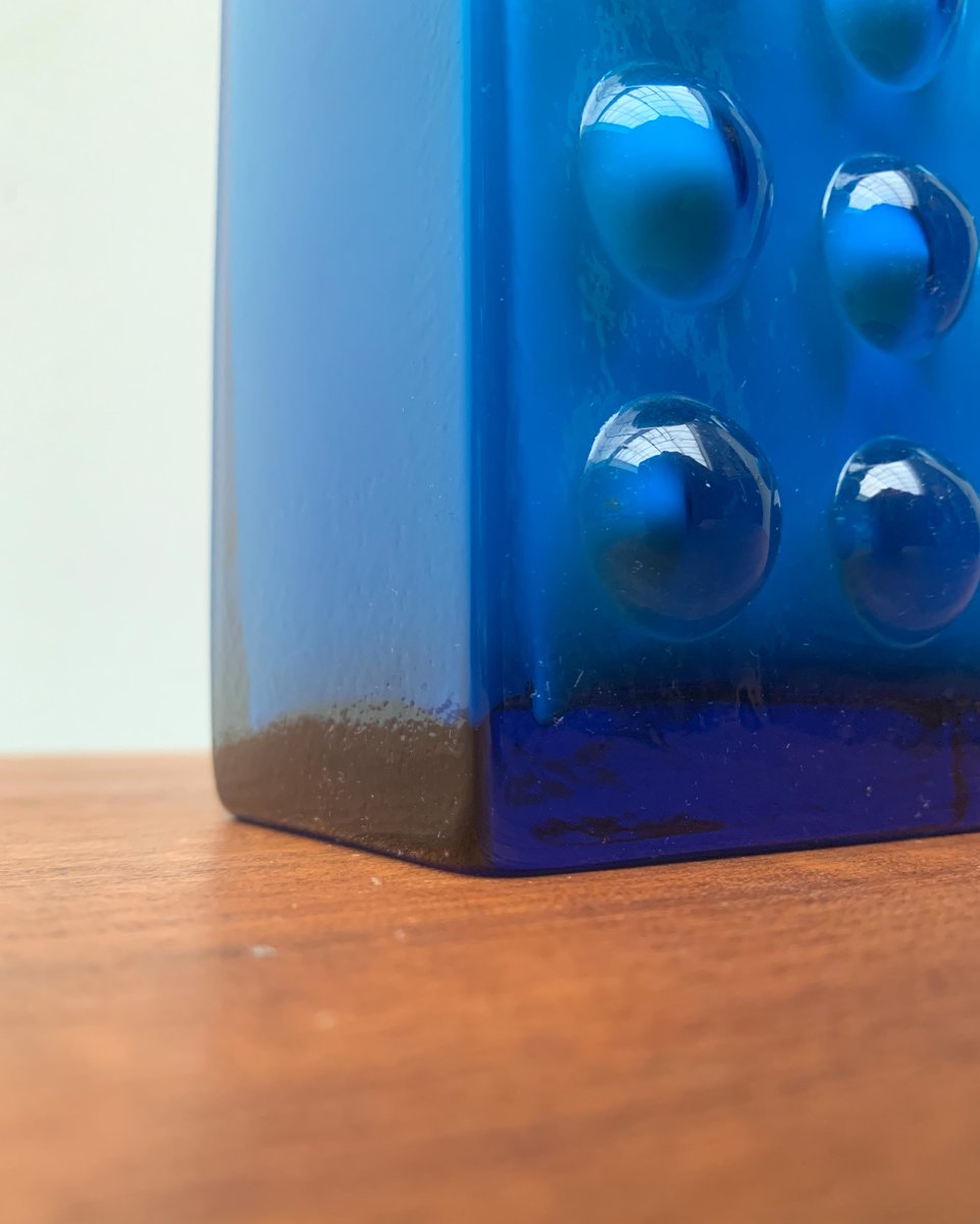 MidCentury German Glass Block Bubble Vase from Karl Friedrich Glass