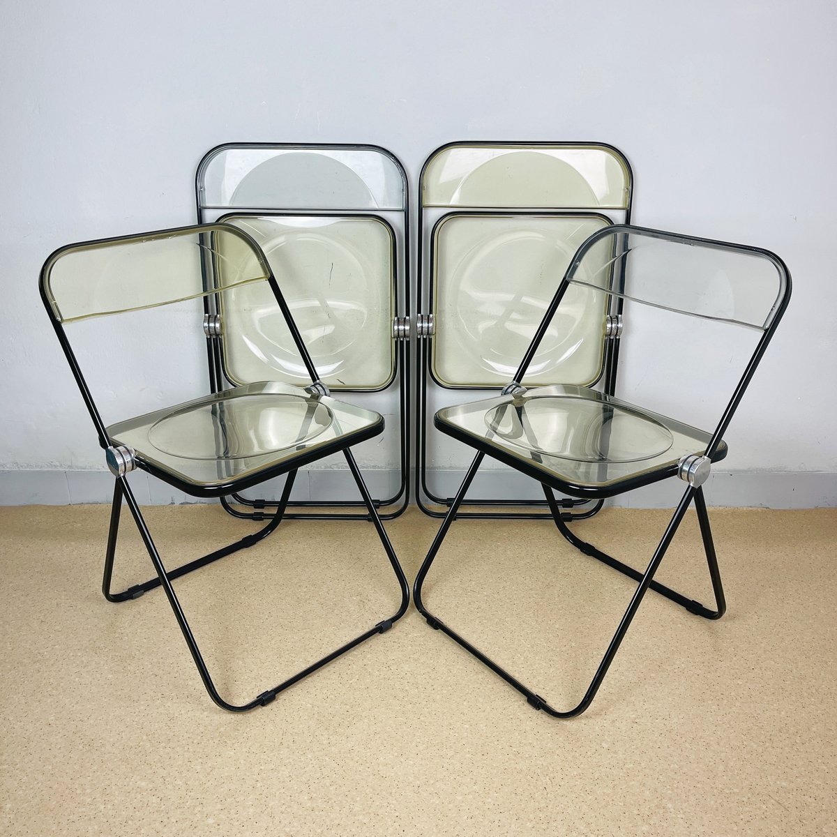 plia folding chairs by giancarlo piretti for castelli italy 1970s set of 4 WQC-1059237