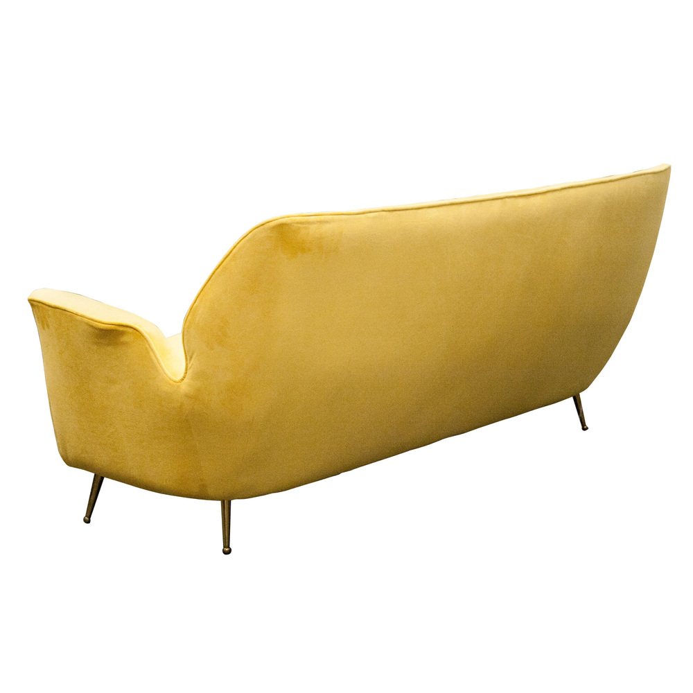 MidCentury Modern Yellow Velvet Sofa, Italy, 1950 for sale at Pamono