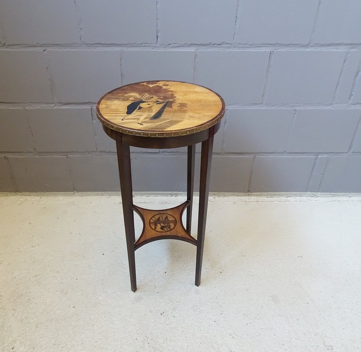 Art Deco Wooden Plant Stand with Painting for sale at Pamono