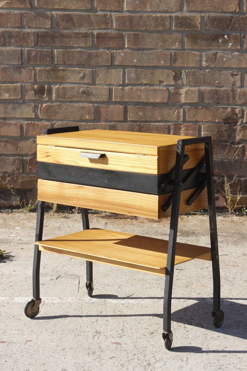 modernist worktable in wood and steel 1950s XIJ-1063647