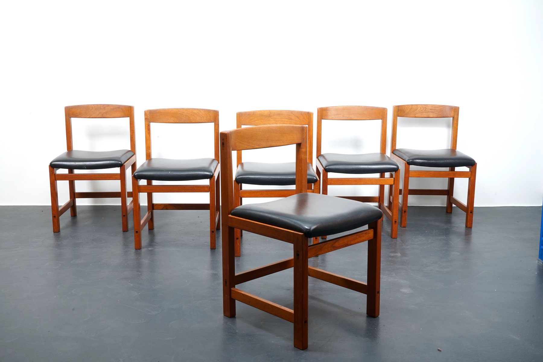 Vintage Solid Teak Dining Chairs, Denmark, 1960s, Set of 6 for sale at