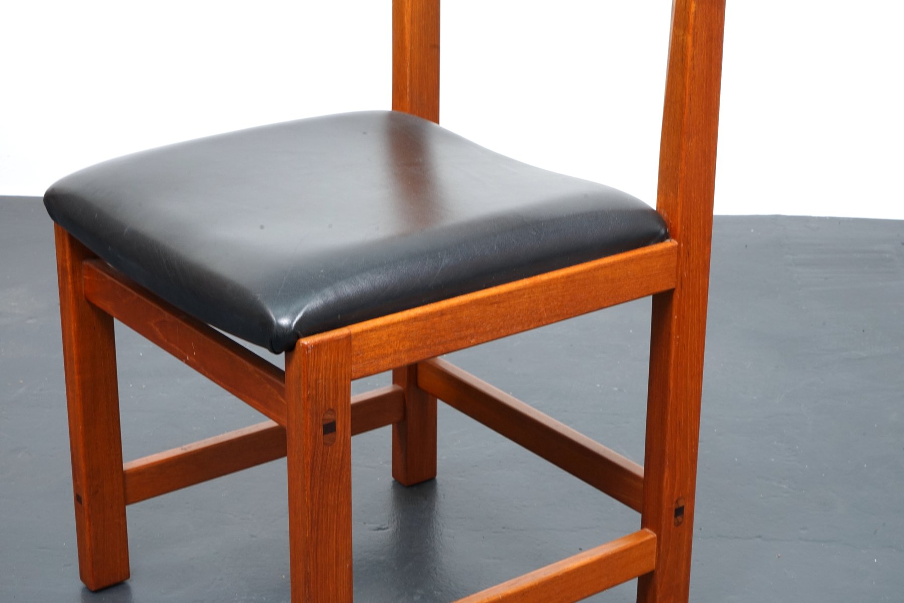Vintage Solid Teak Dining Chairs, Denmark, 1960s, Set of 6 for sale at