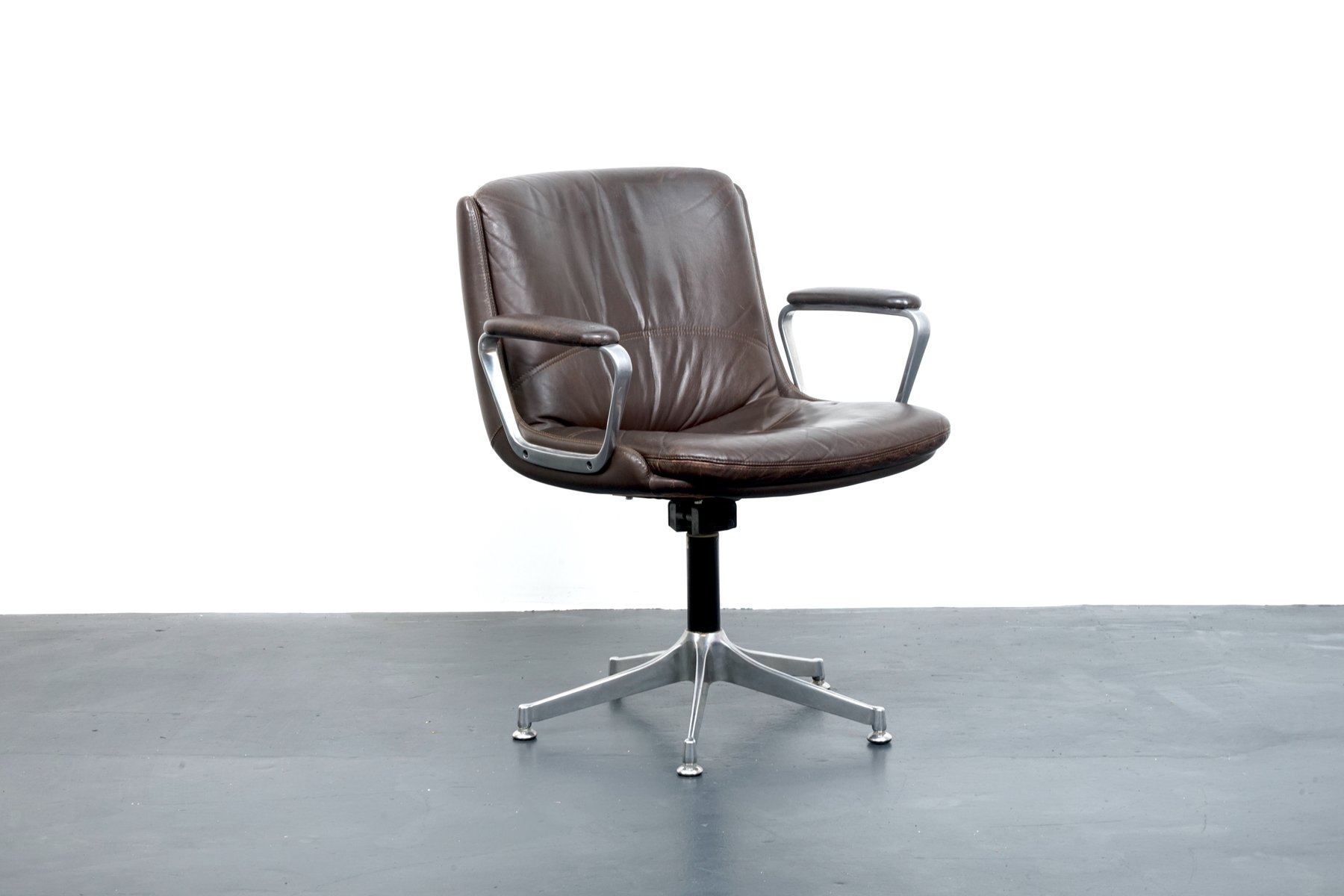 vintage german office chair in brown leather 1960s CIP-1065307