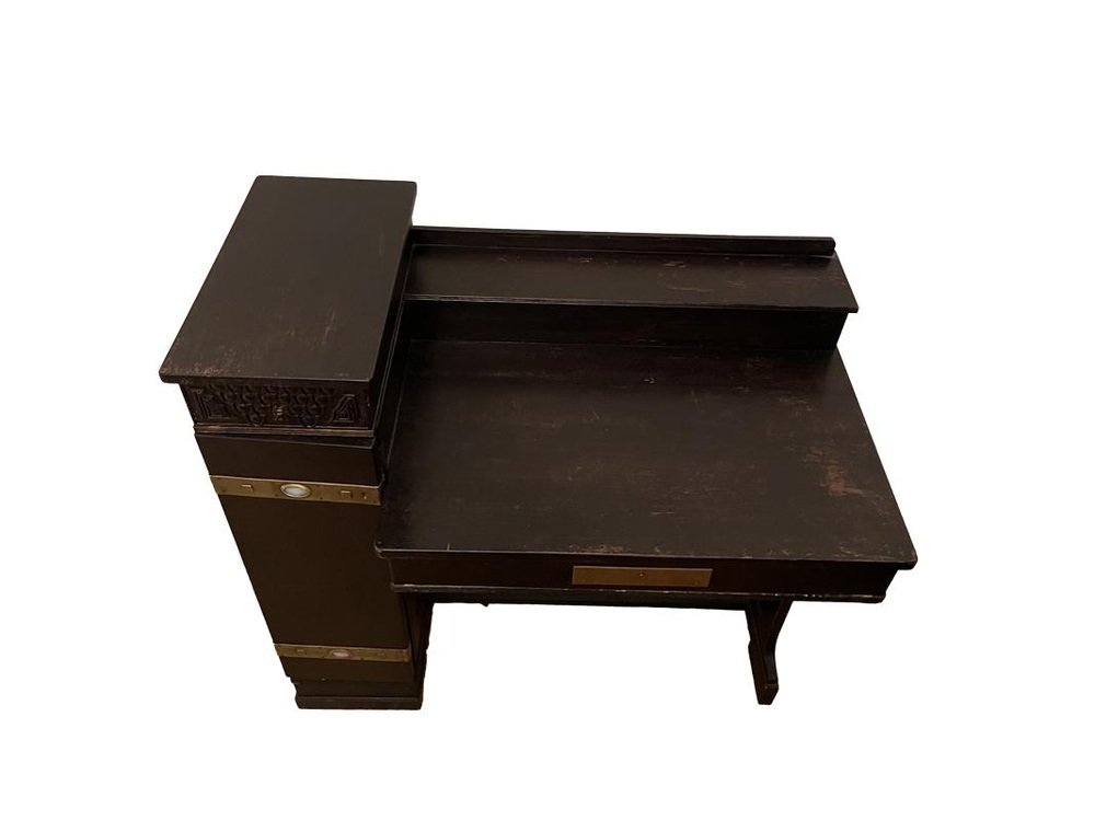 Antique Dark Solid Wood Study Desk for sale at Pamono