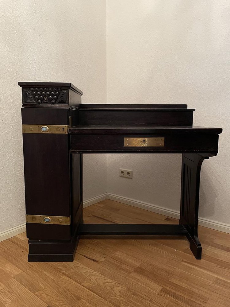 Antique Dark Solid Wood Study Desk for sale at Pamono
