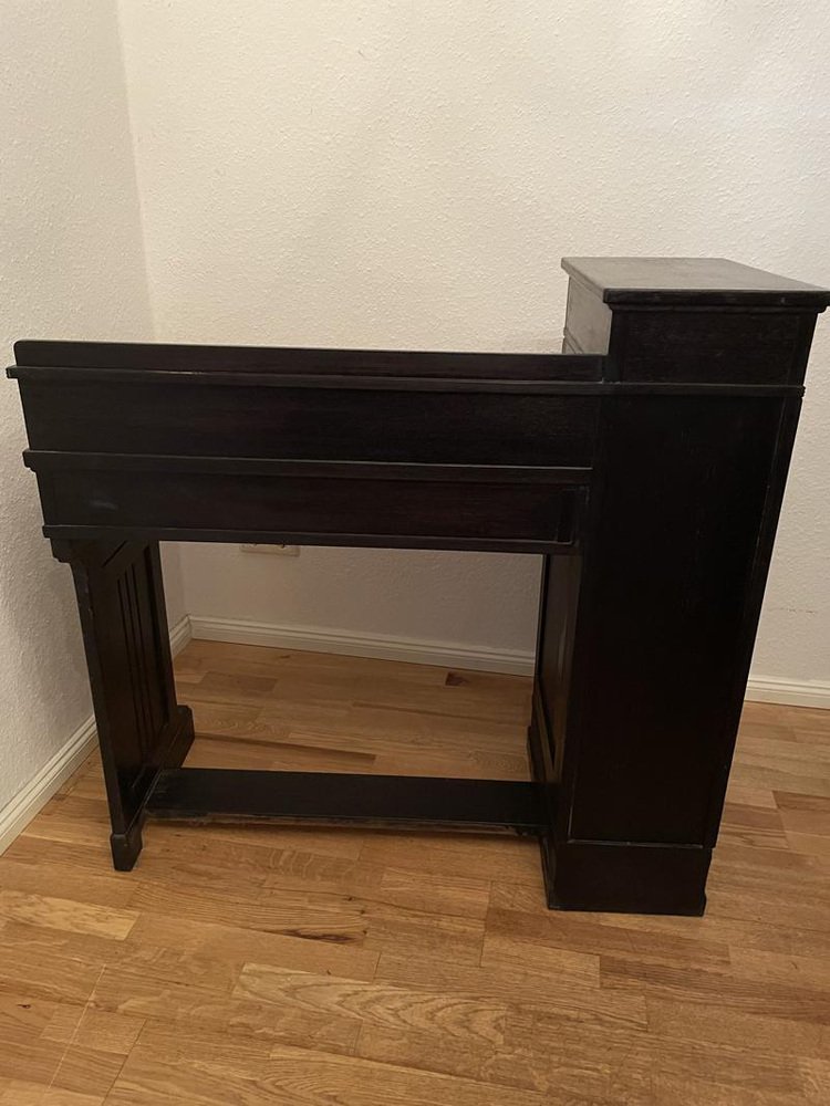 Antique Dark Solid Wood Study Desk for sale at Pamono