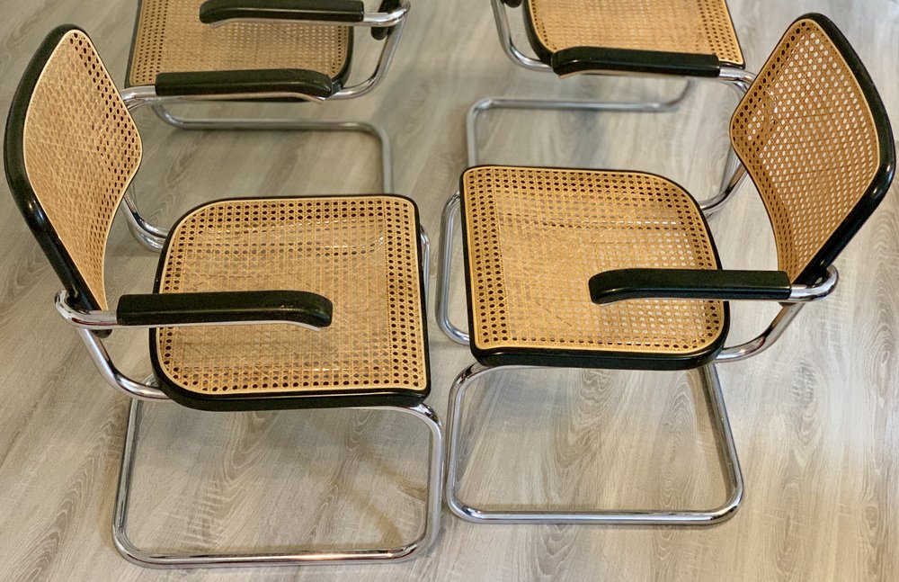 Sedia Da Pranzo In Rattan E Bambù - Poltrona Stile Bohémien In Legno Massello