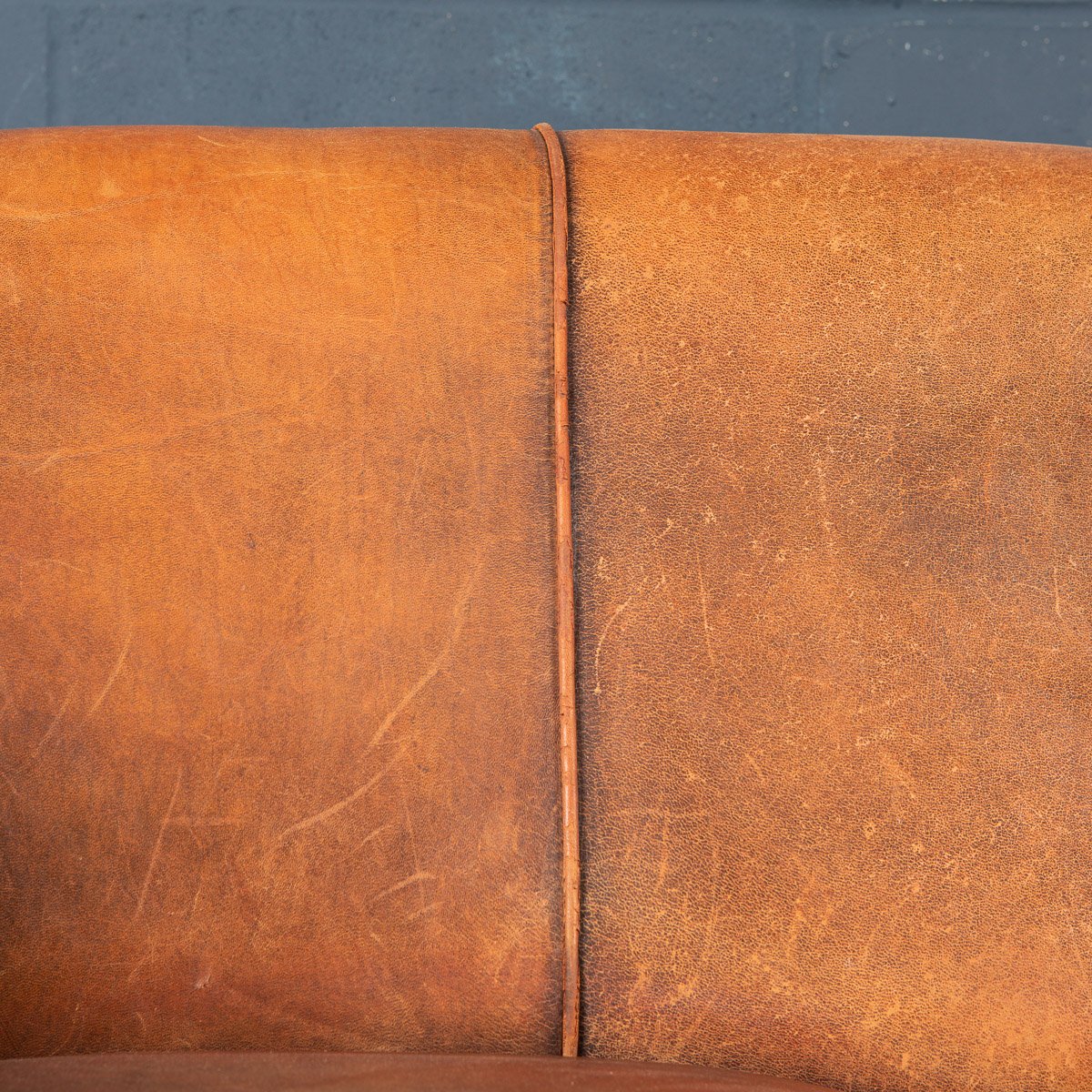 20th Century Dutch Two Seater Tan Sheepskin Leather Sofa for sale at Pamono