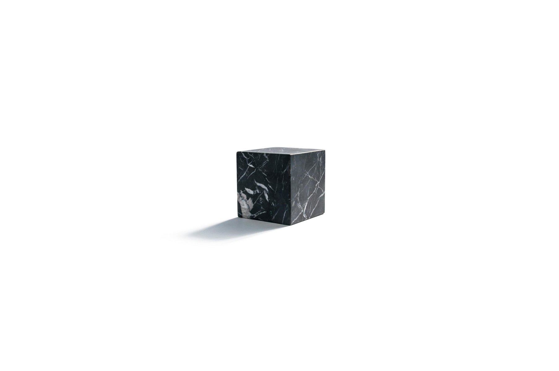 Small Decorative Paperweight Cube in Black Marquina Marble for sale at