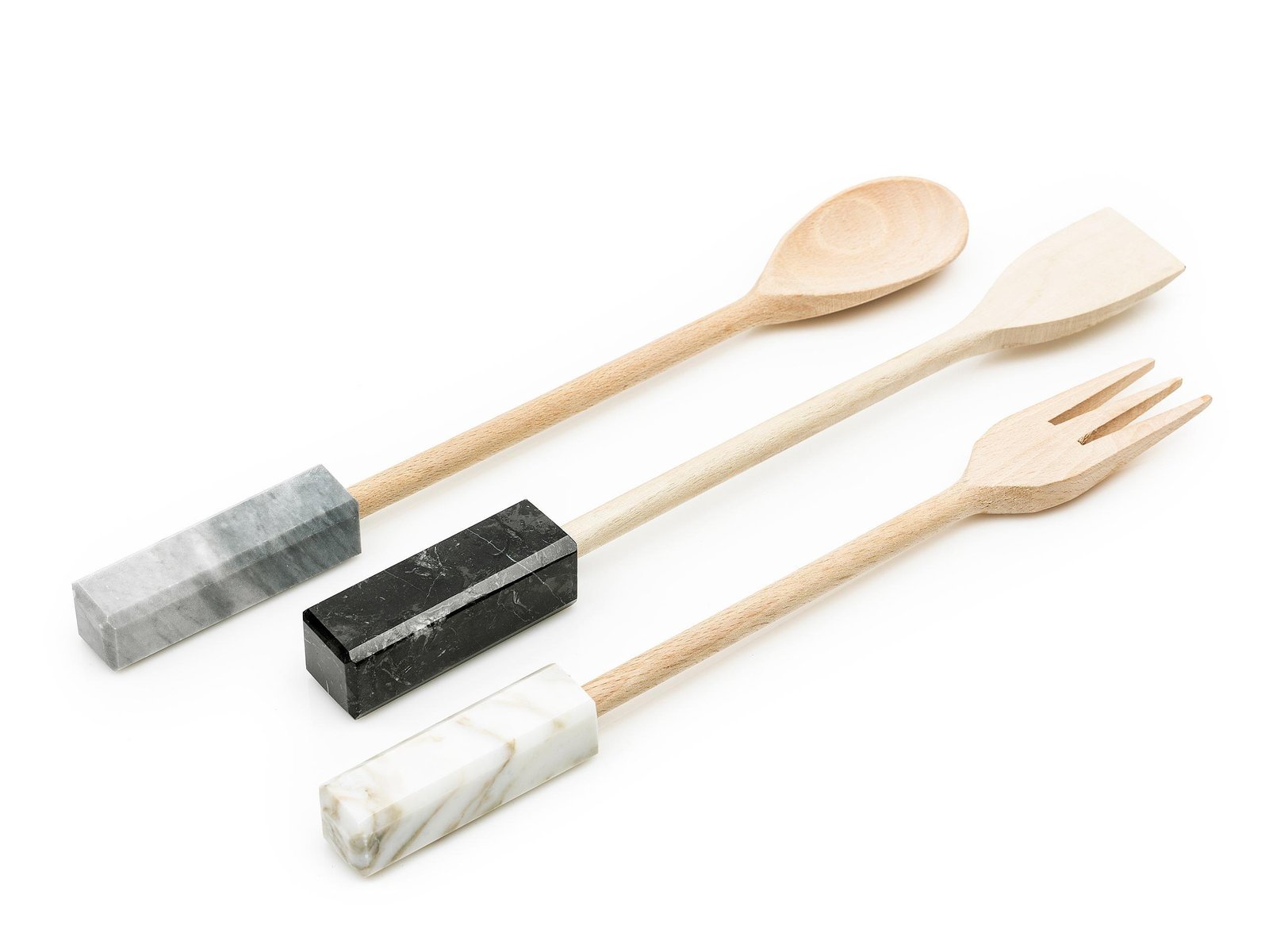 Marble and Wood Kitchen Utensils, Set of 3 for sale at Pamono