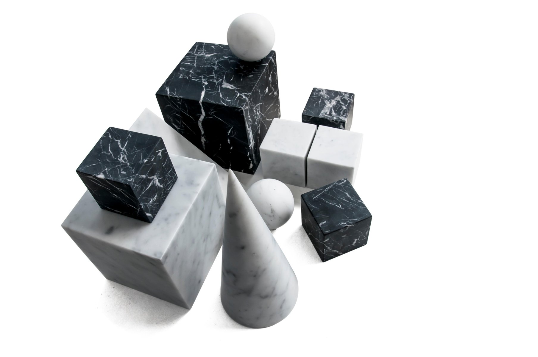 Small Decorative Paperweight Cube in White Carrara Marble for sale at