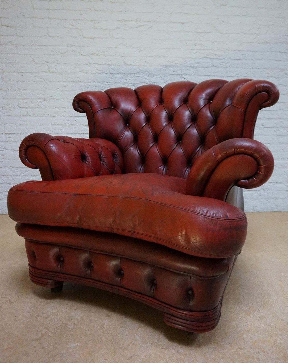 vintage english leather dellbrook chesterfield club chair EA-1074273