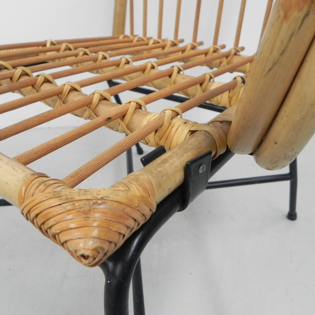 Rattan Chair on Steel Frame for sale at Pamono