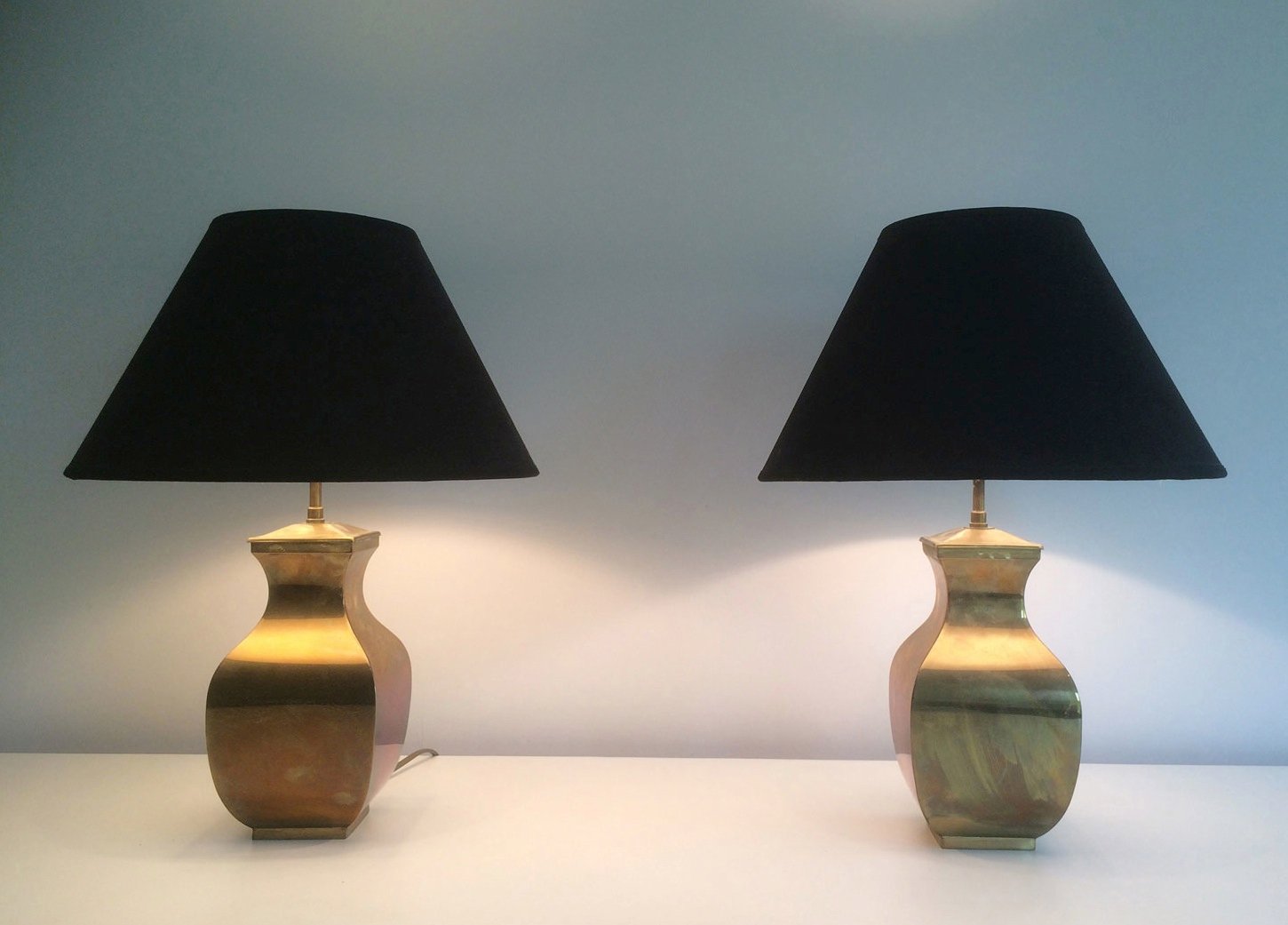 Vintage Brass Table Lamps, 1970s, Set of 2 for sale at Pamono