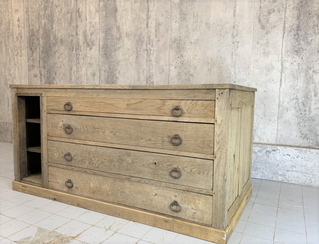 French Country Oak Double Sided Architects Plan Chest for sale at Pamono