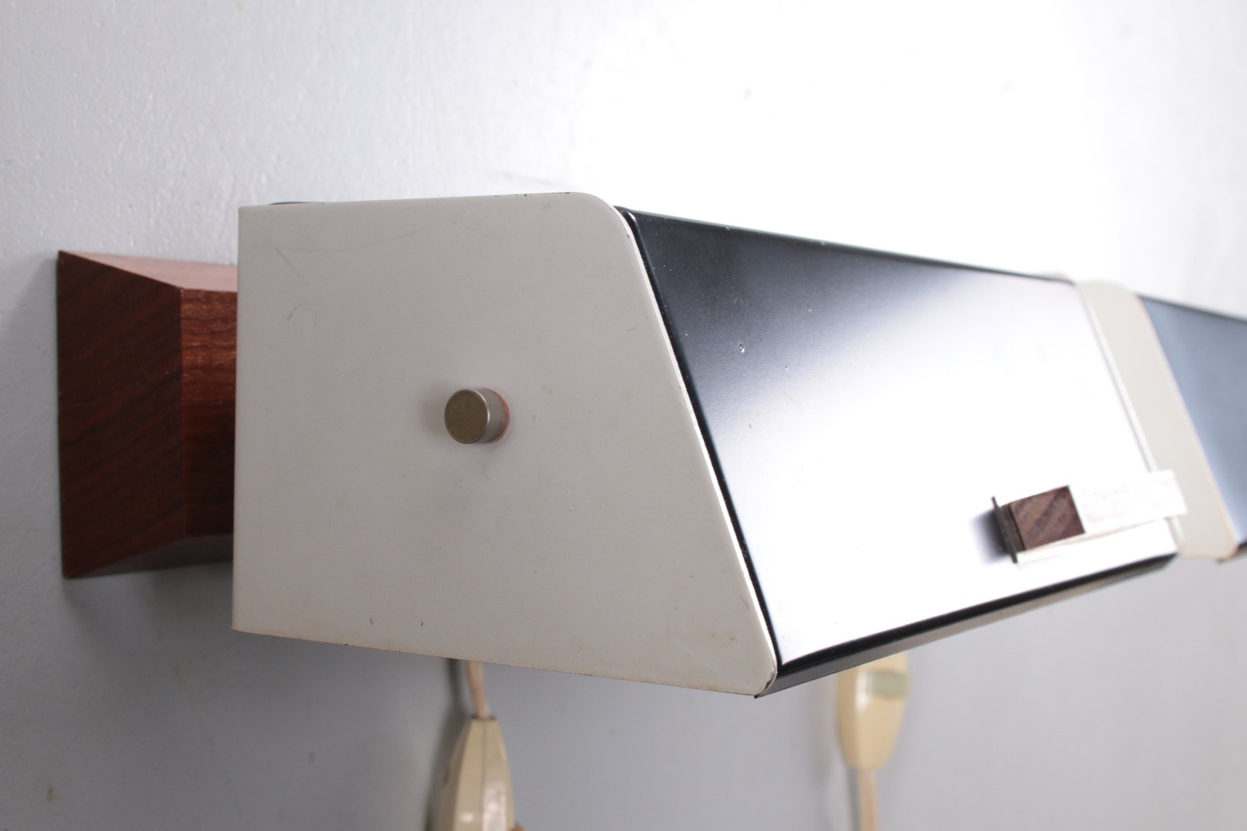 Vintage Night Lights in Metal and Teak Wood, 1960s, Set of 2 for sale