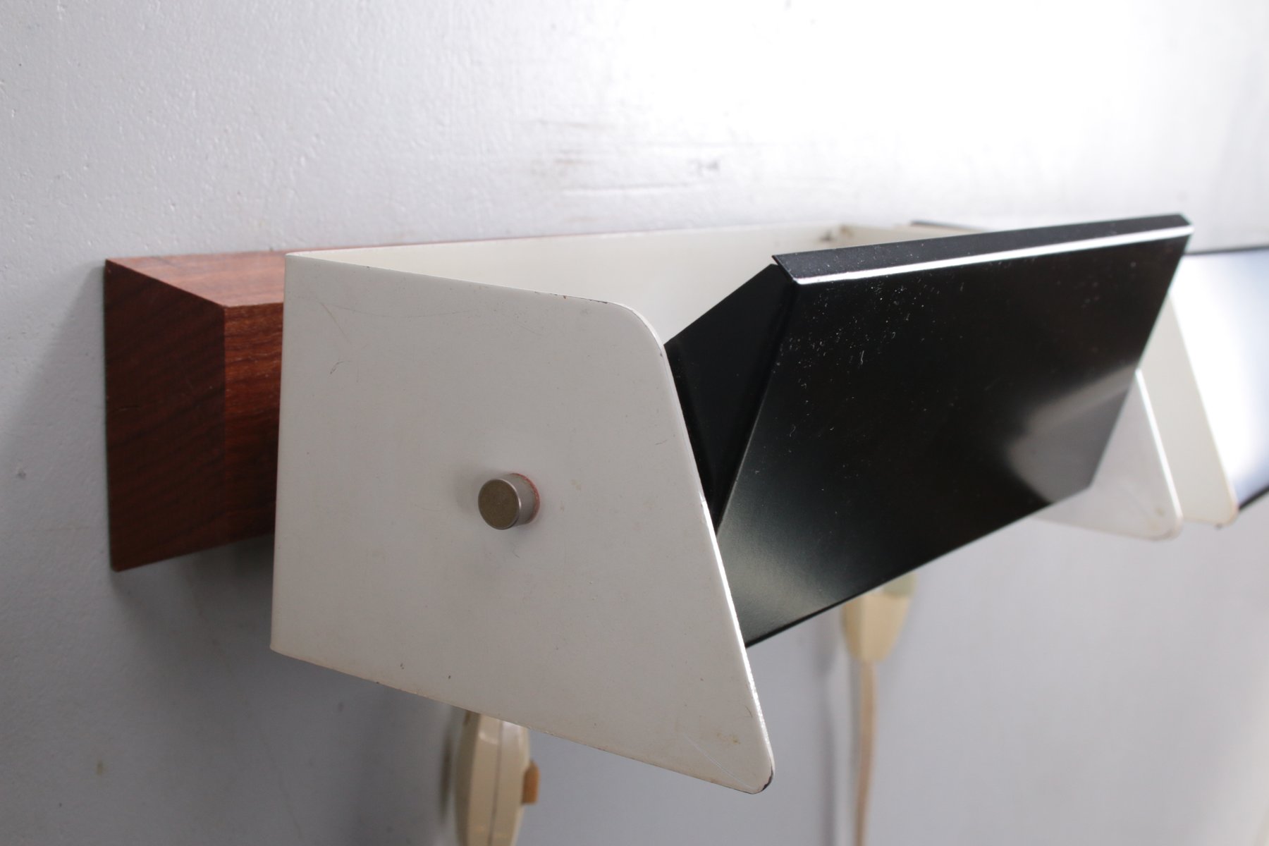 Vintage Night Lights in Metal and Teak Wood, 1960s, Set of 2 for sale