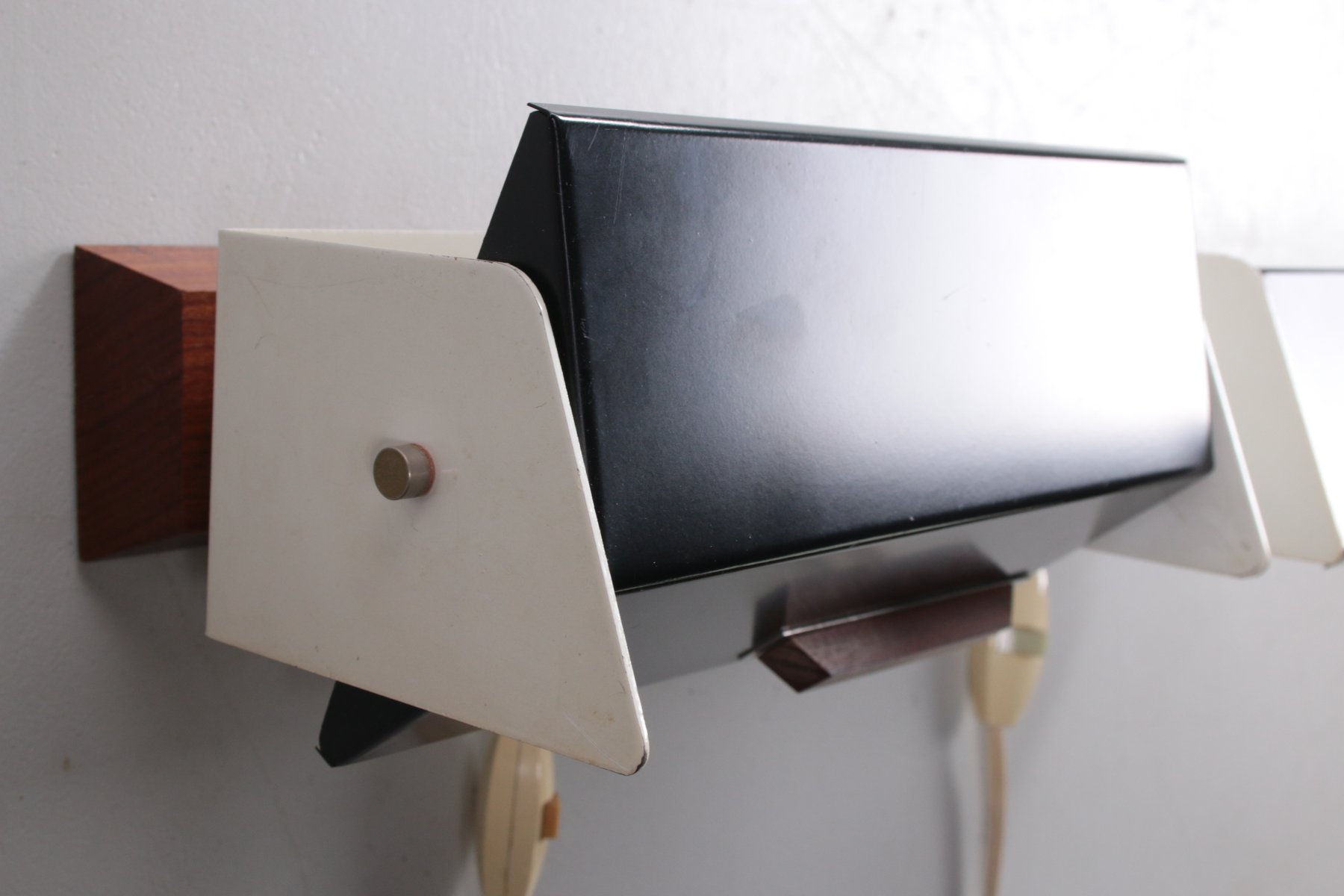 Vintage Night Lights in Metal and Teak Wood, 1960s, Set of 2 for sale