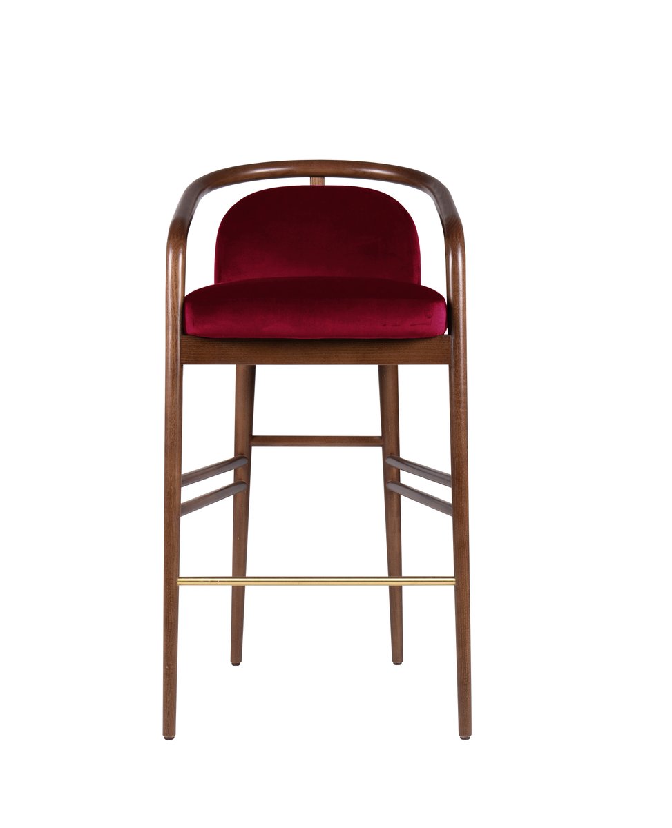 Essex Red Velvet Bar Stool by Javier Gomez for sale at Pamono