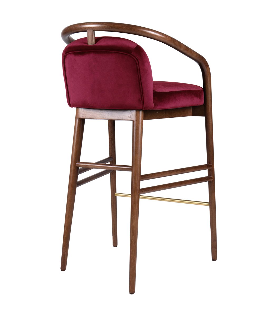Essex Red Velvet Bar Stool by Javier Gomez for sale at Pamono