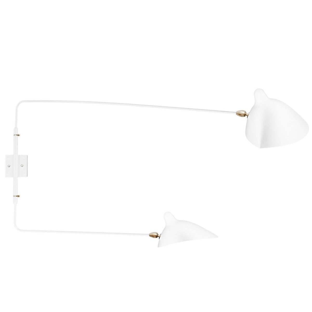 MidCentury Modern White Wall Lamp with 2 Rotating Arms by Serge