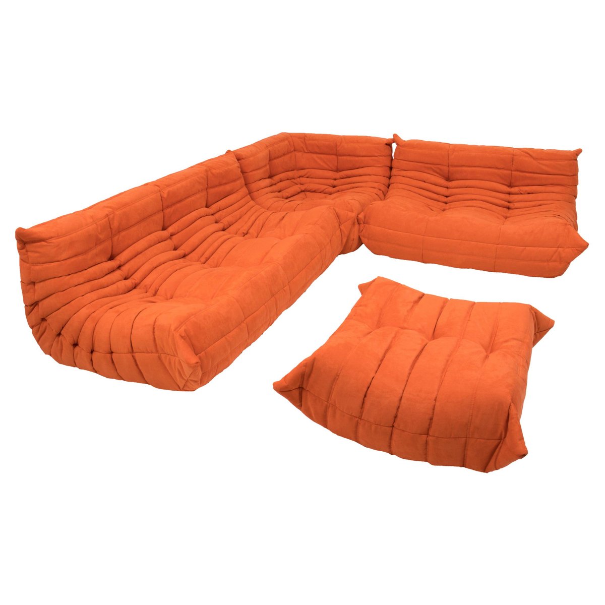 Orange Togo Sofa Set by Michel Ducaroy for Ligne Roset, Set of 4 for