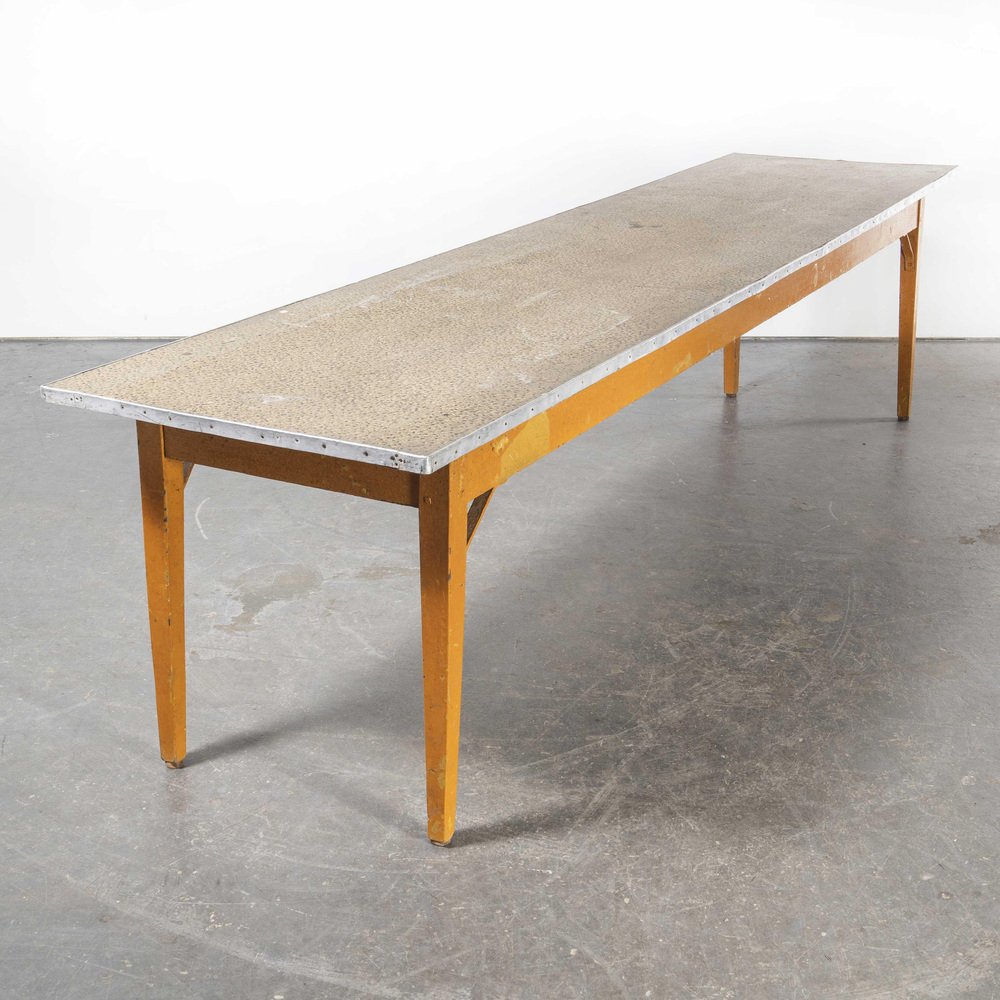 French Kitchen Rectangular Dining Table with Linoleum Top, 1950s for sale at Pamono