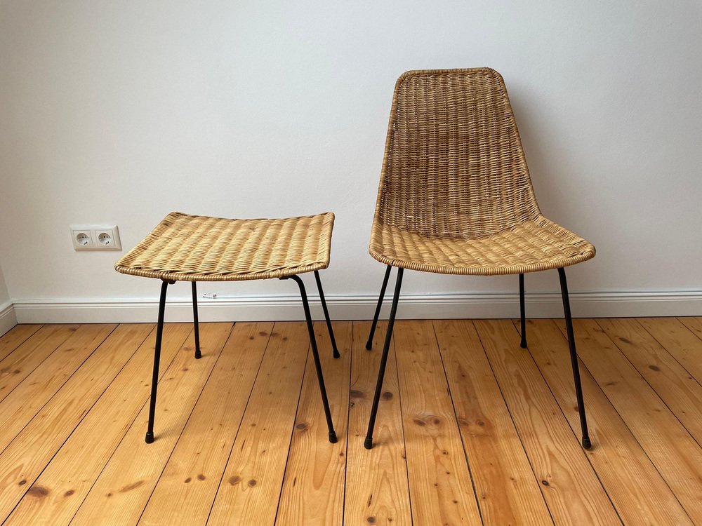 Vintage Wicker Basket Chairs by Gian Franco Legler, 1960s for sale at