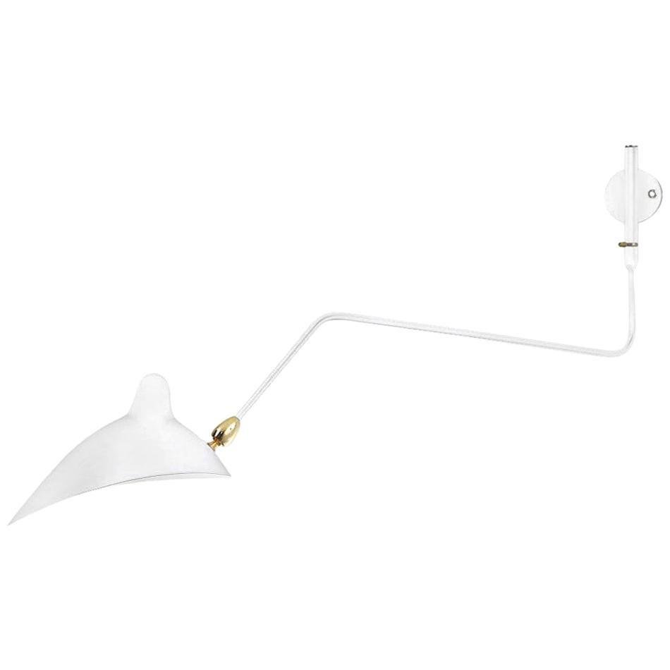 MidCentury Modern White Wall Lamp with Rotating Curved Arm by Serge