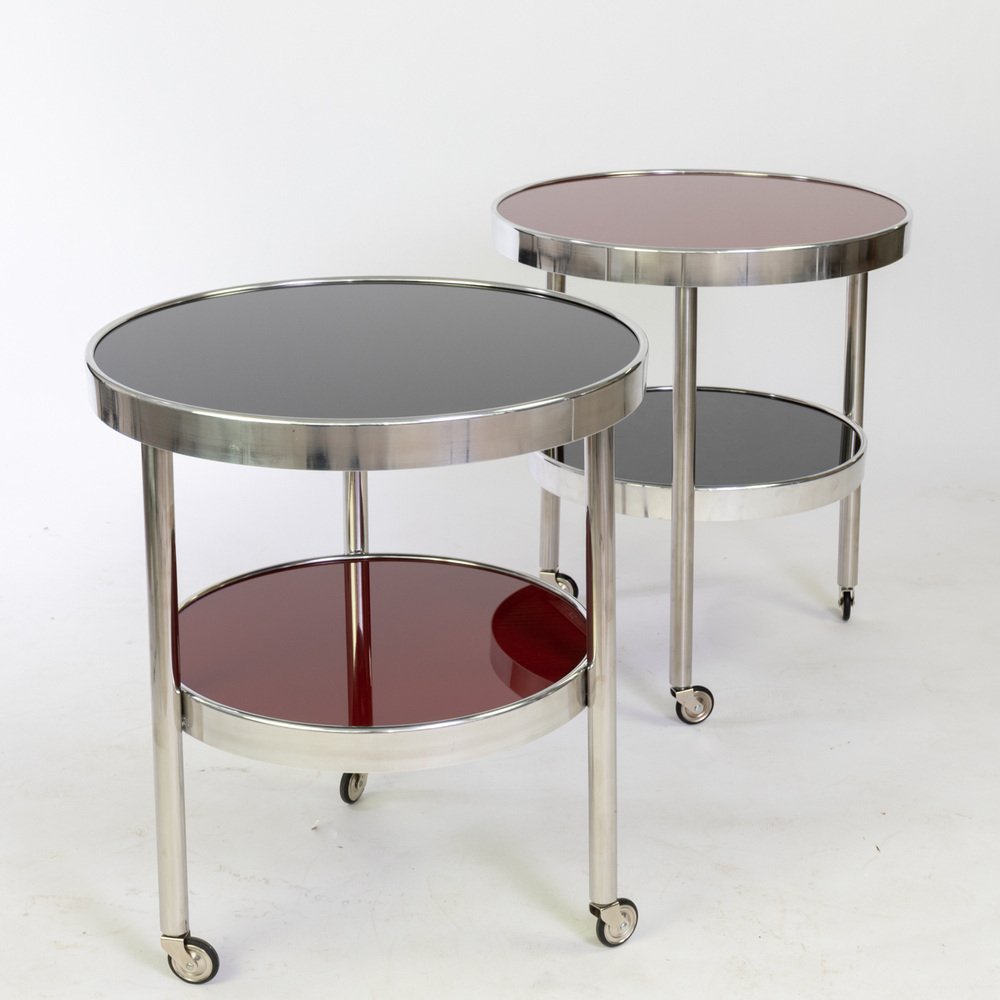 Side Table on Rollers in Bauhaus Style by Artur Drozd for sale at Pamono