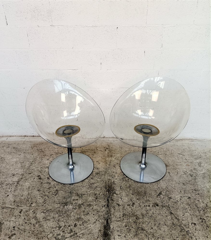 Lot De Chaises Kartell Eros Design Philippe Starck - Transparentes Et Pivotantes