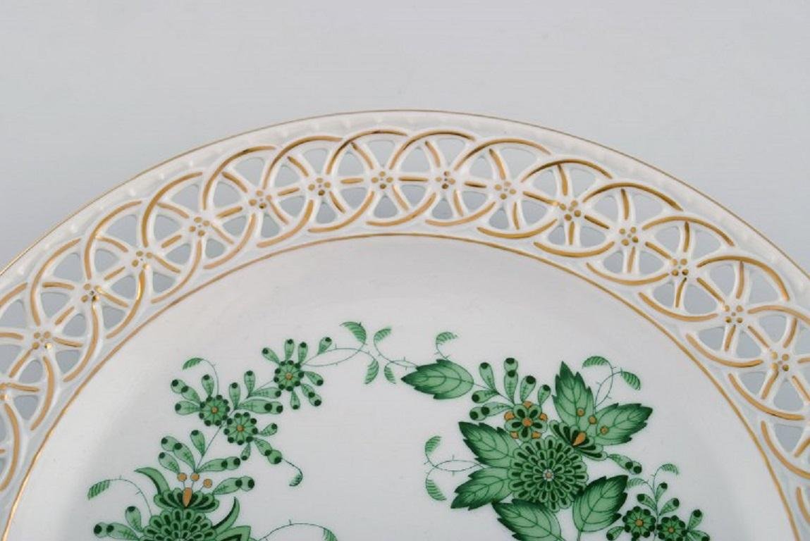 Vintage Green Chinese Plate in Openwork HandPainted Porcelain from