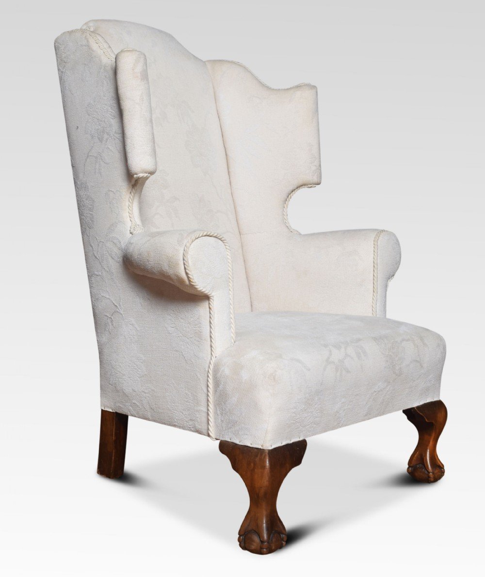 Large Upholstered Wingback Armchair for sale at Pamono