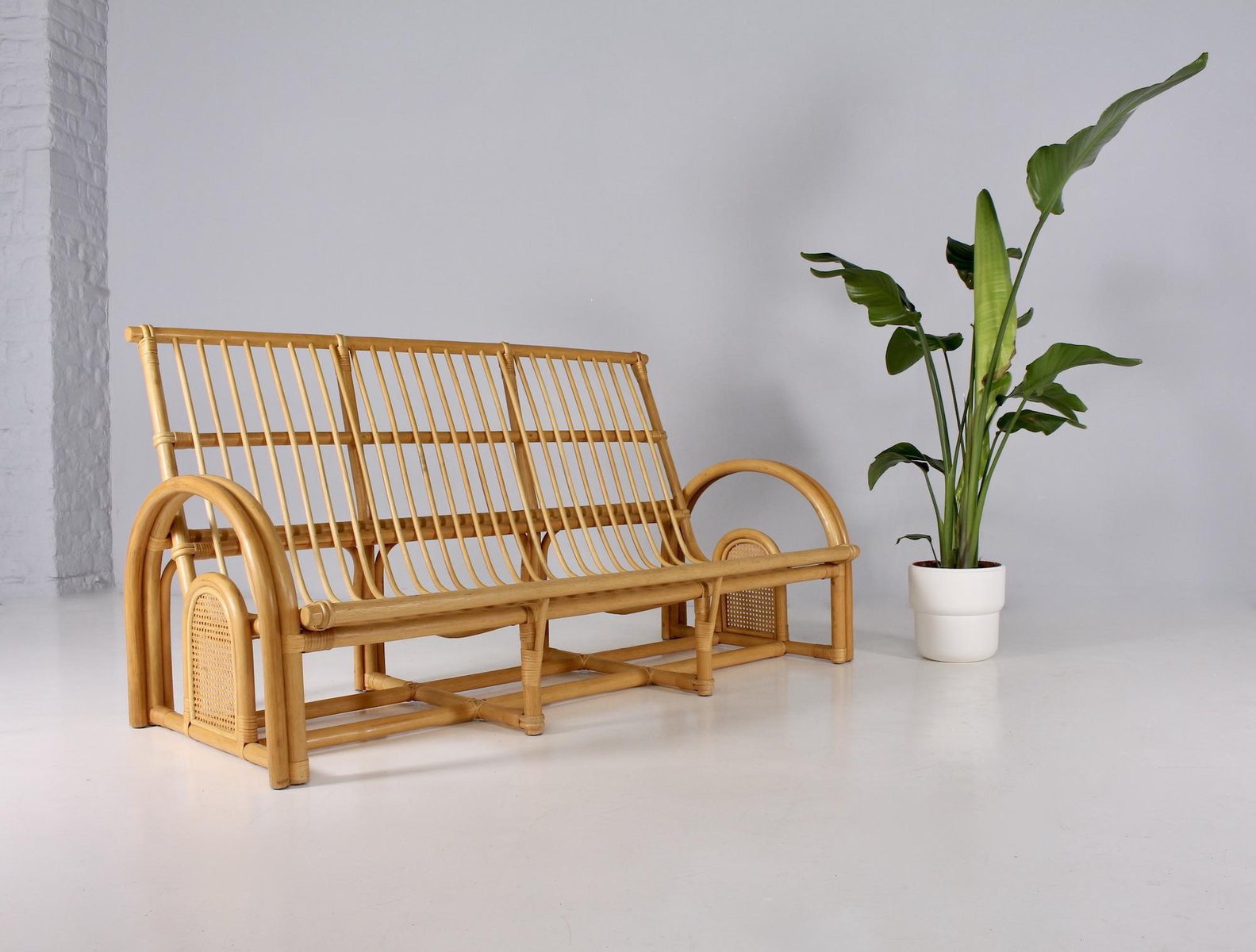 Bamboo & Cane Bench for sale at Pamono