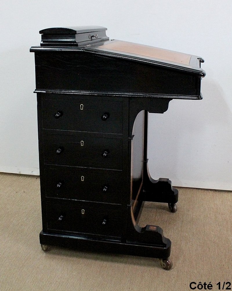 Secrétaire Davenport 19ème Siècle – Bureau Ancien Marron, Dimensions 88x50x55 Cm