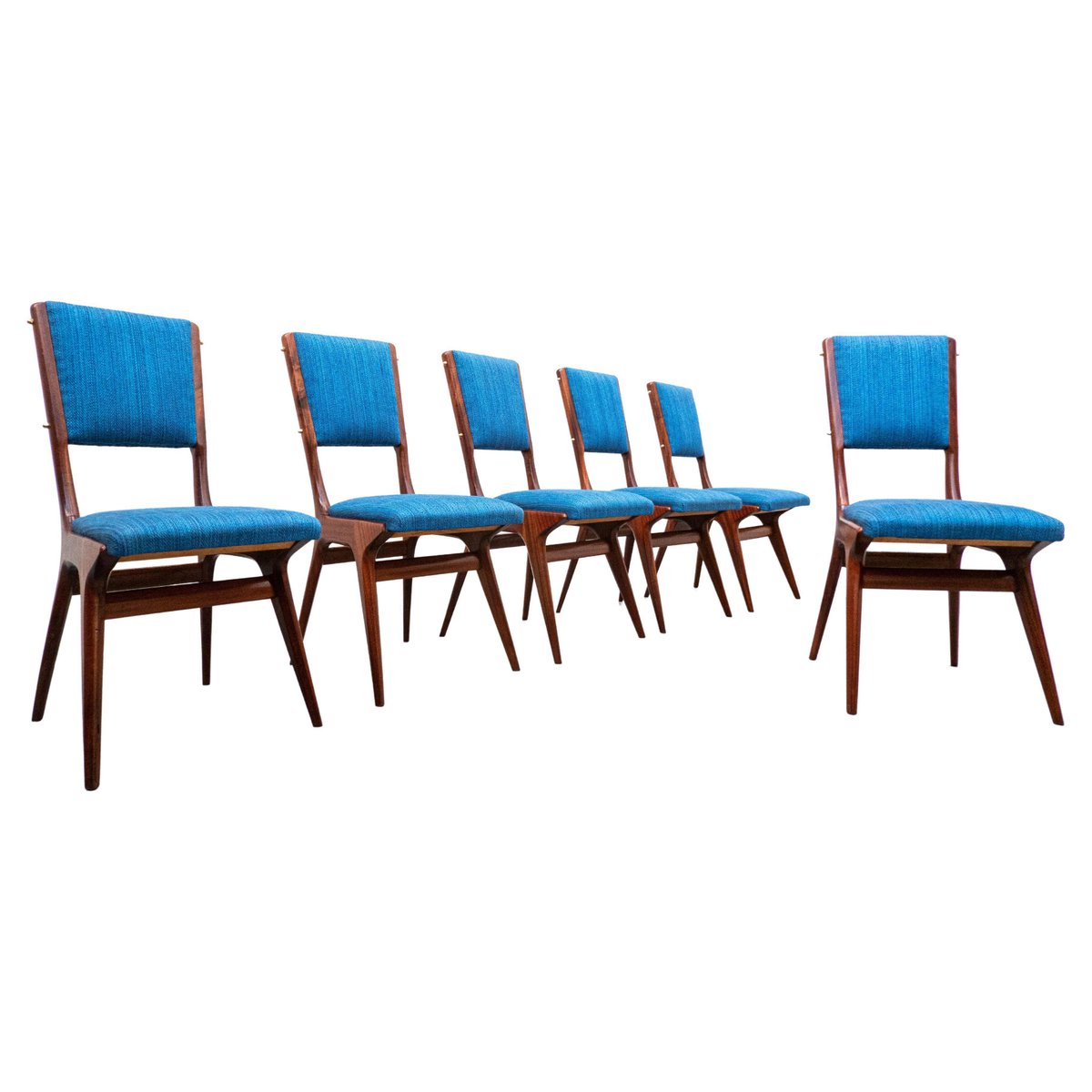 Blue Model 634 Chairs by Carlo De Carli for Cassina, Italy, 1950s, Set