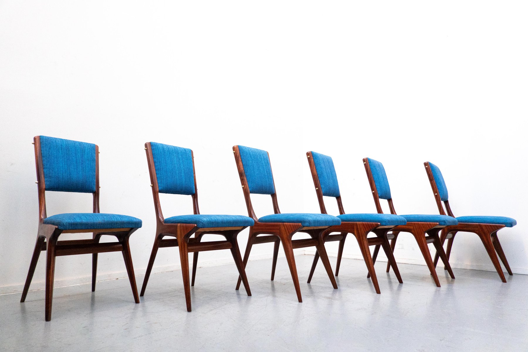 Blue Model 634 Chairs by Carlo De Carli for Cassina, Italy, 1950s, Set