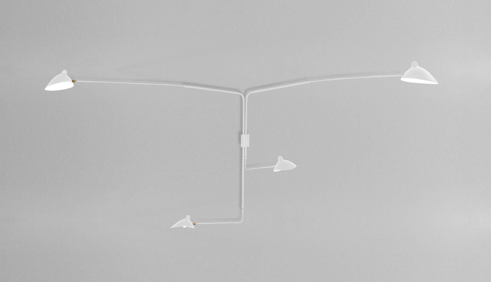 MidCentury Modern White Wall Lamp with 4 Rotating Straight Arms by