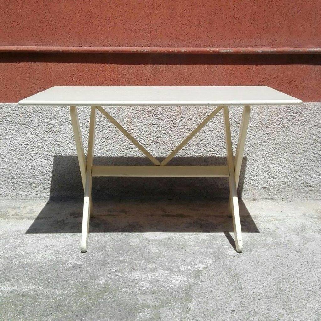 Italian White Wood Folding Table, 1960s for sale at Pamono