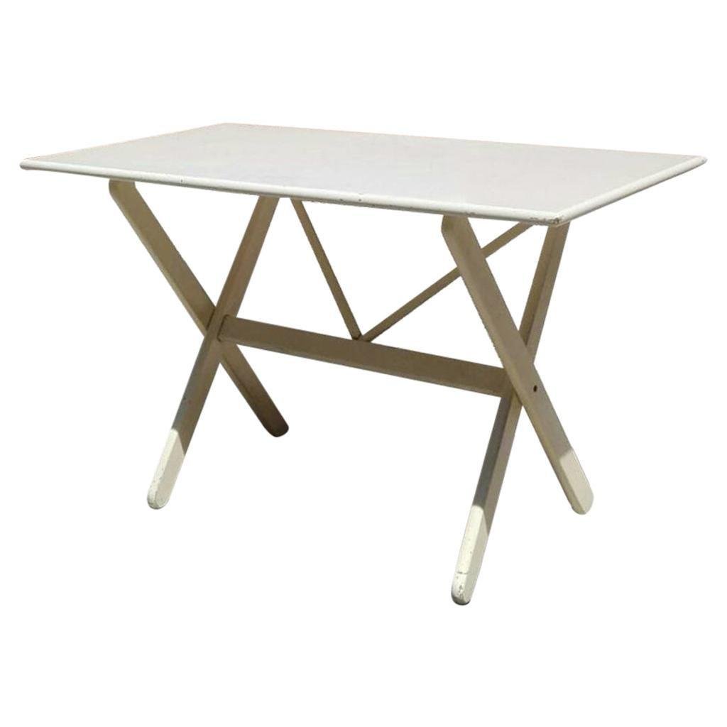 Italian White Wood Folding Table, 1960s for sale at Pamono