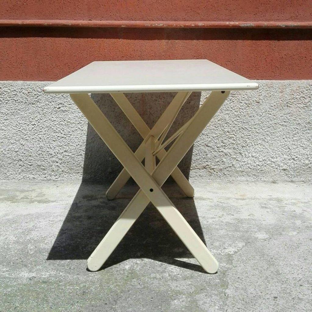 Italian White Wood Folding Table, 1960s for sale at Pamono
