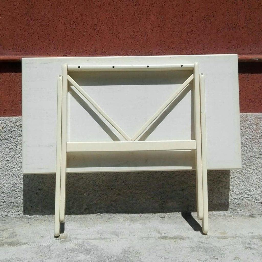 Italian White Wood Folding Table, 1960s for sale at Pamono