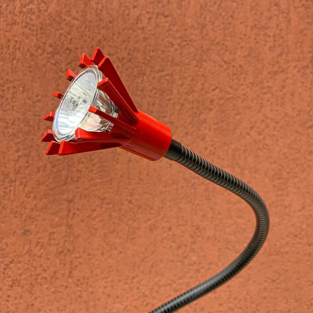 MidCentury Modern Italian Black and Red Metal Floor Lamp by Tronconi