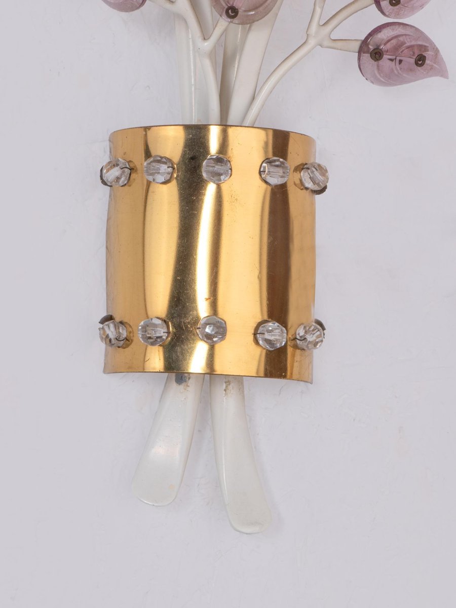 Wall Sconce with Crystal Flowers for sale at Pamono