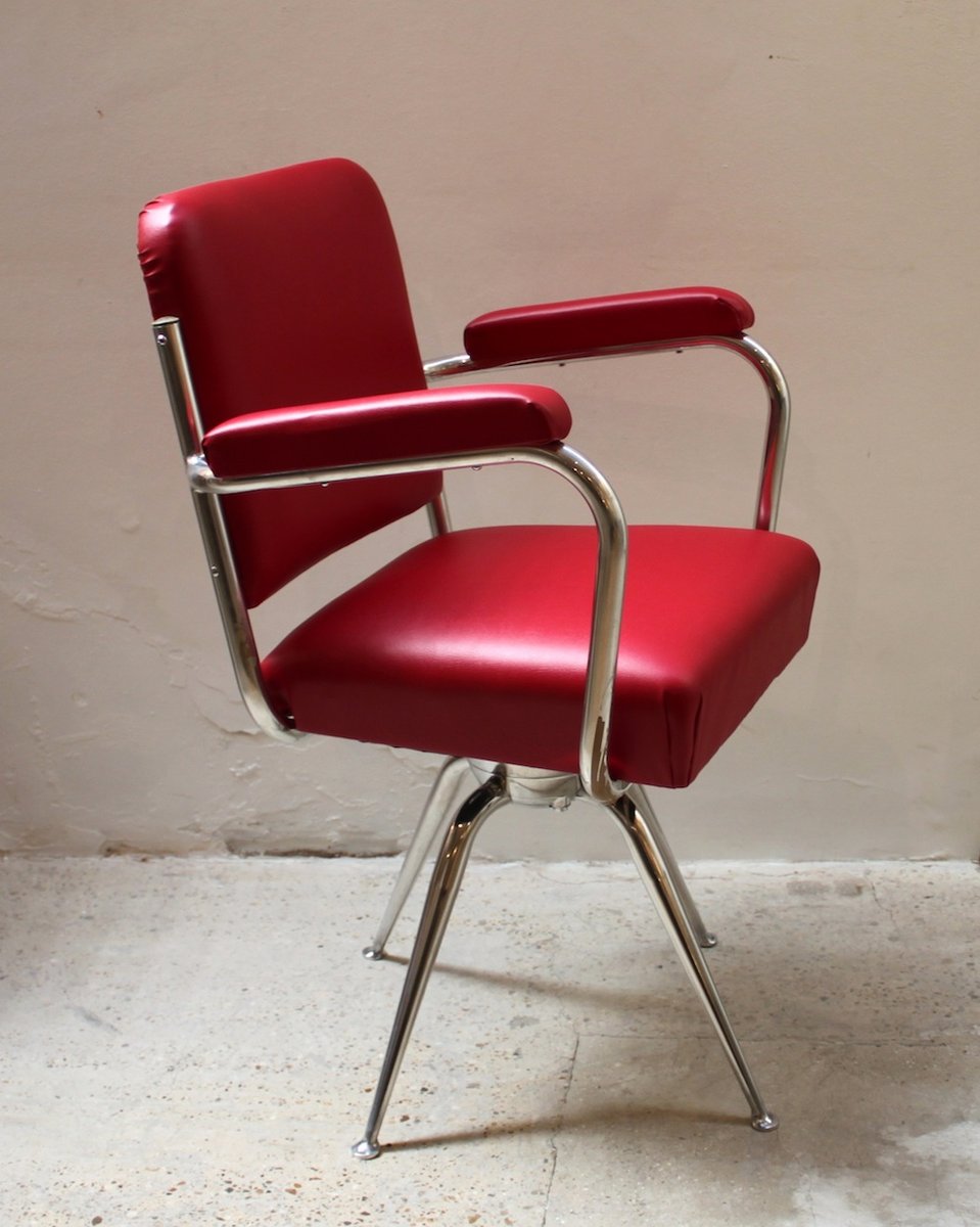 Chrome And Red Leather Desk Chair 1930s For At Pamono Chrome And Red Leather Desk Chair 1930s 4 3 833 00