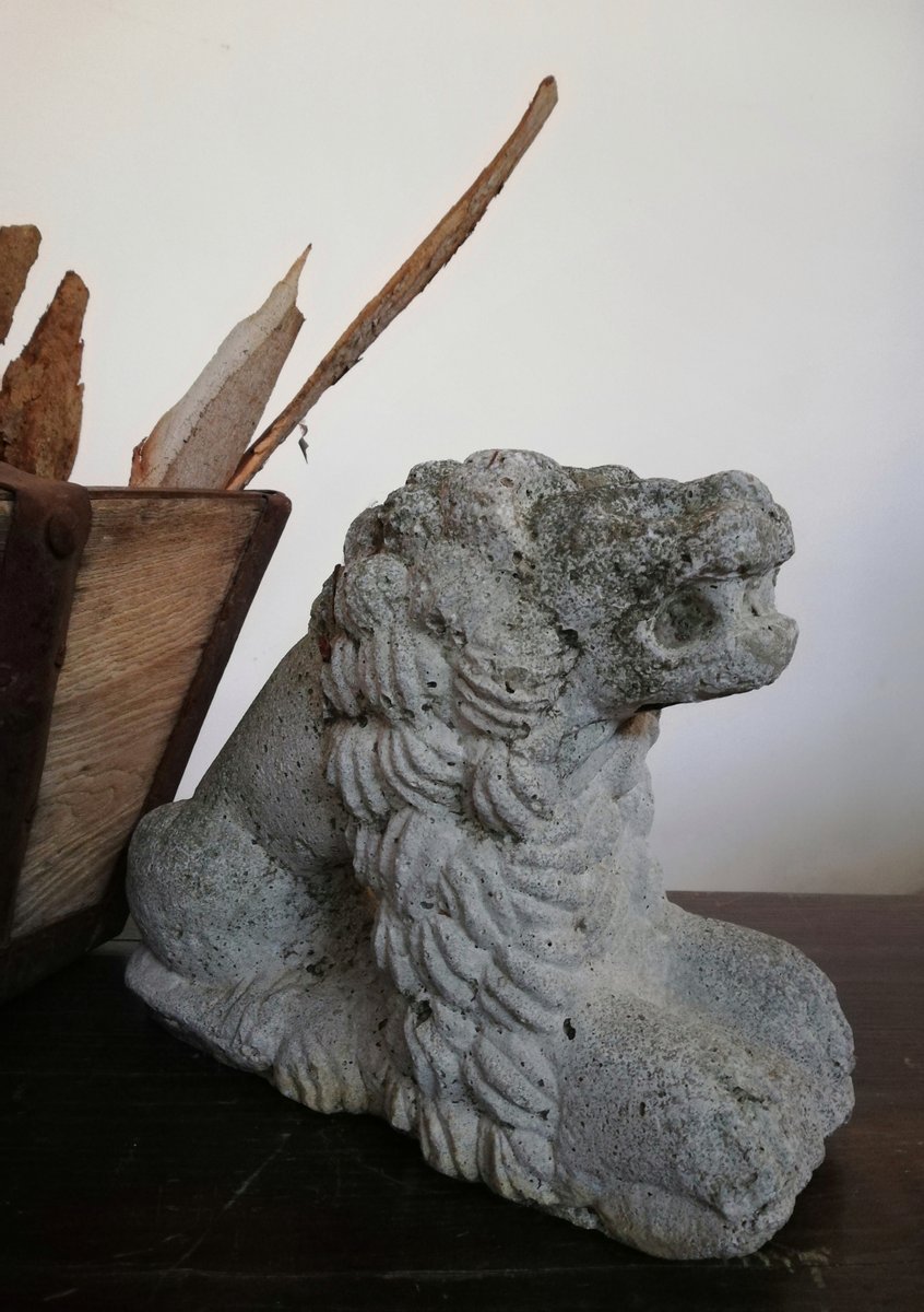 Vintage Concrete Lion Garden Statue for sale at Pamono