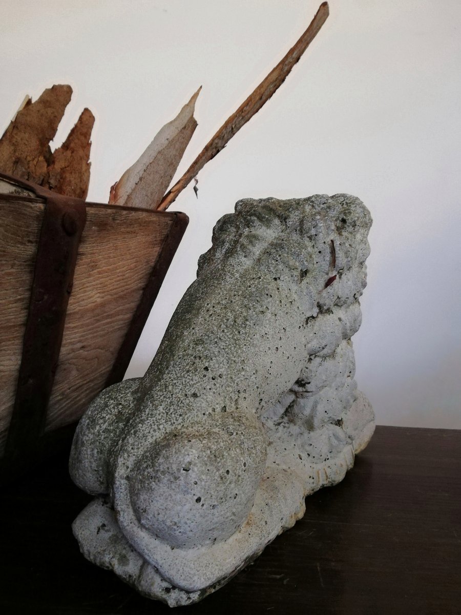 Vintage Concrete Lion Garden Statue for sale at Pamono