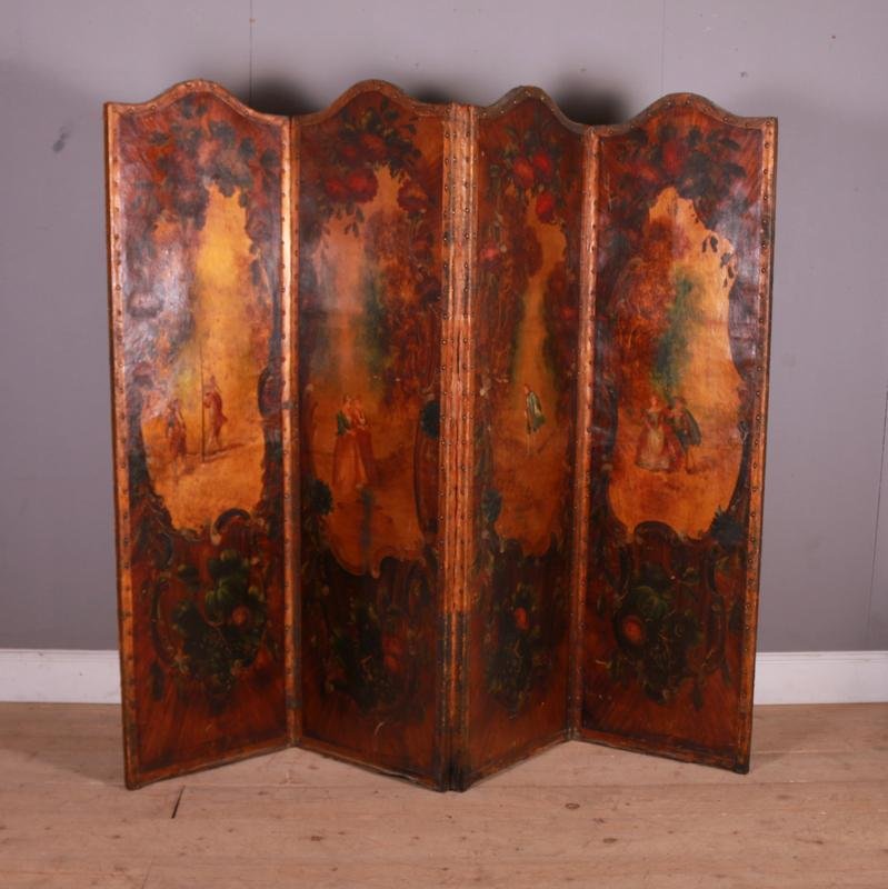 Large Italian Leather Screen for sale at Pamono